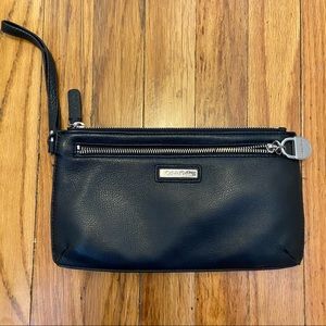Black Calvin Klein Wristlet with Lock Zip